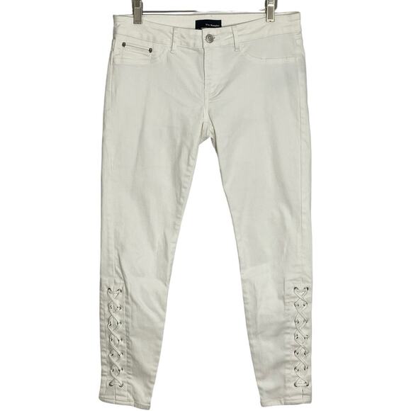 The Kooples Womens Lace Up White Skull detail Skinny  Jeans Size 29 Short - Picture 1 of 10